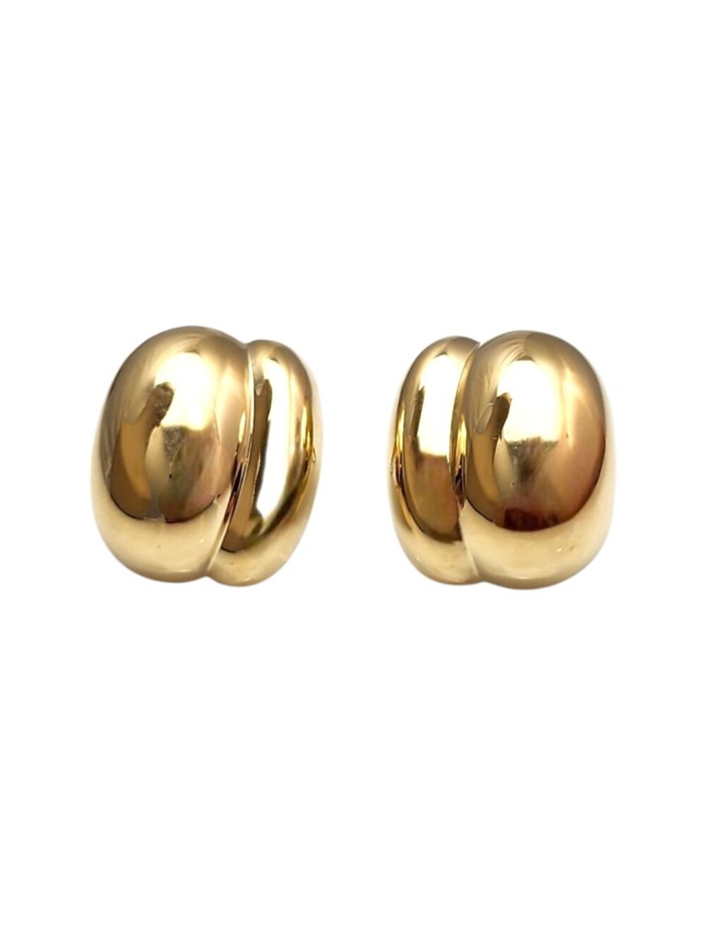 14K Yellow Gold Large Puffy Oval Earrings #25423